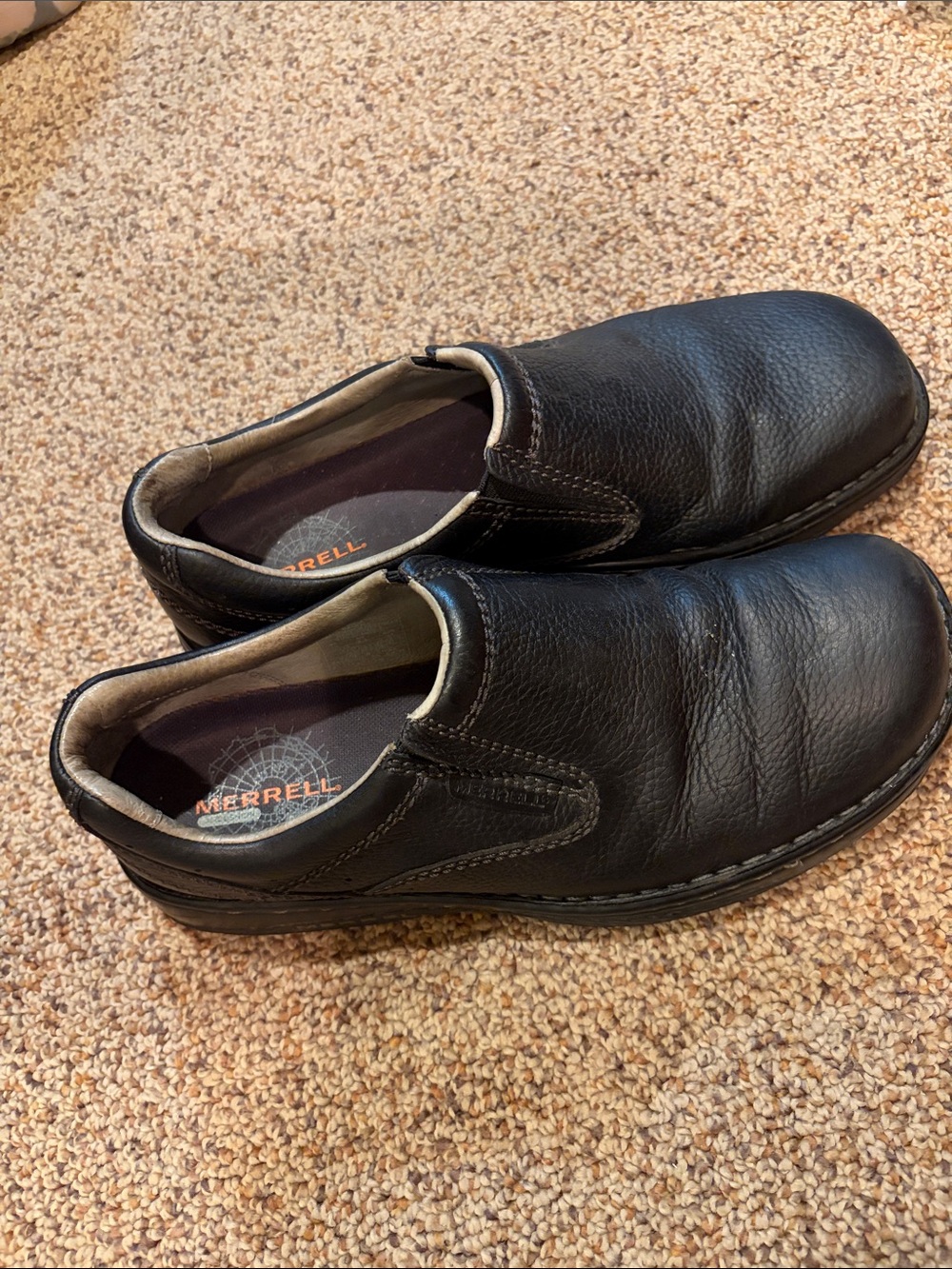 Merrell World Passport black leather slip on loafers shoes Men’s Size 10 EUR 44